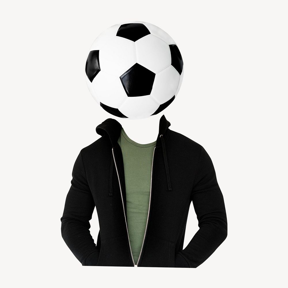 Soccer ball head man, sports remixed media