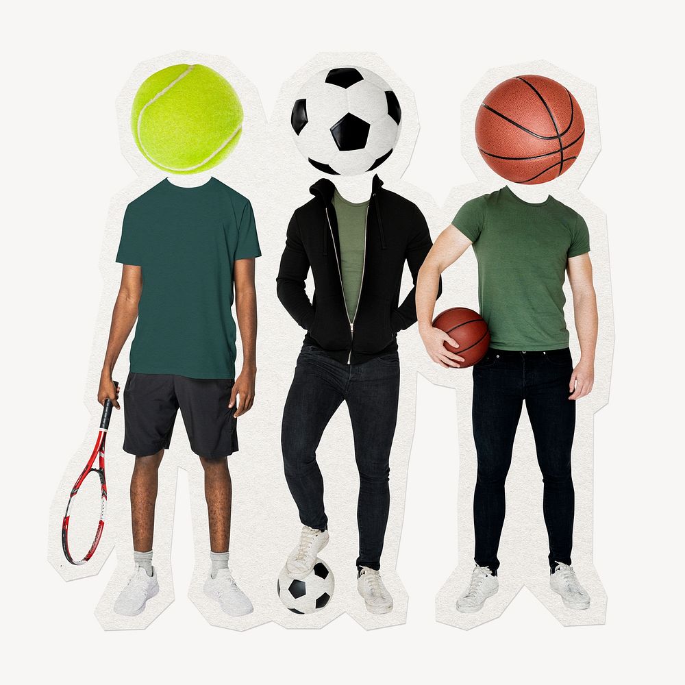 Sport head men, remixed media image