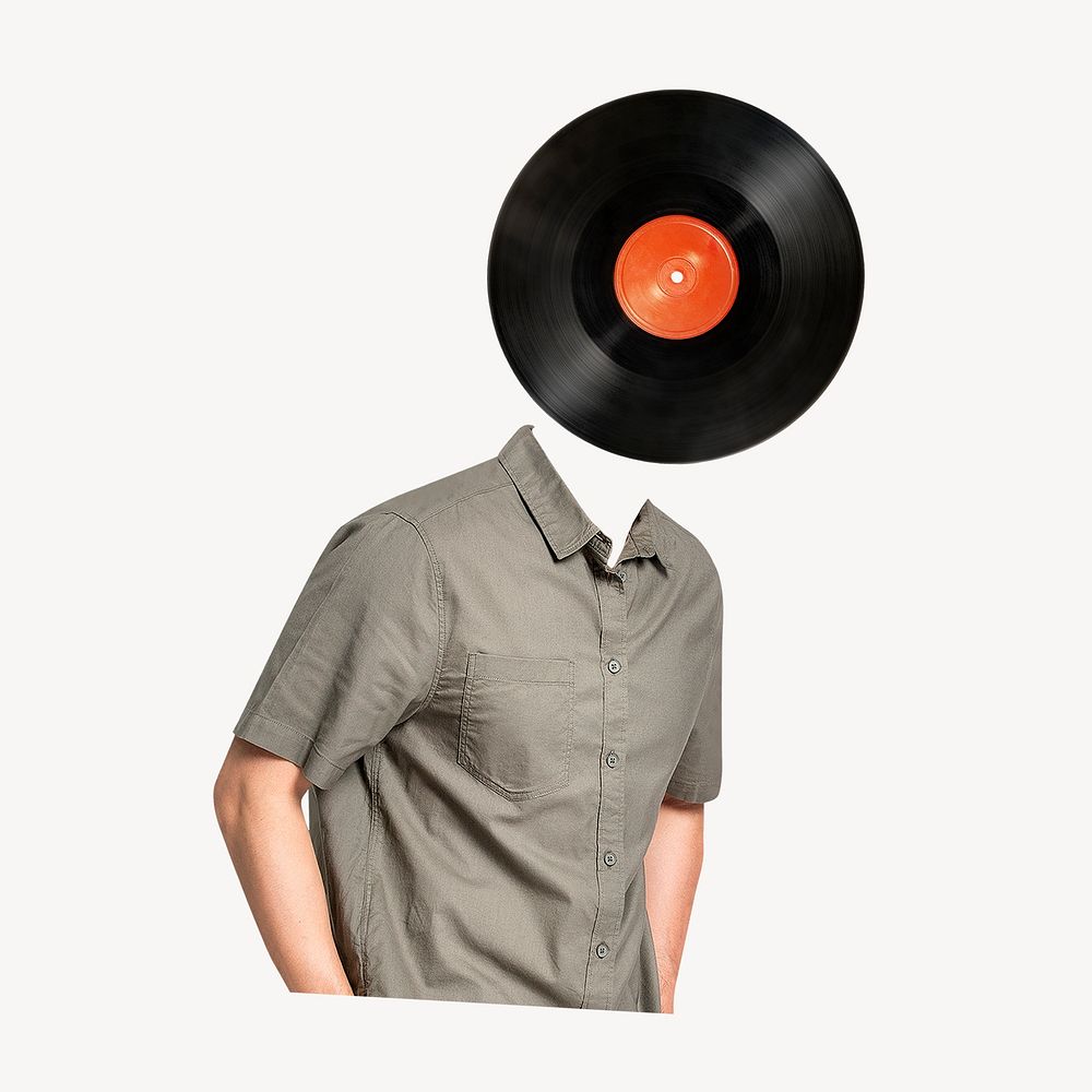 Vinyl head man, surreal music remixed media psd