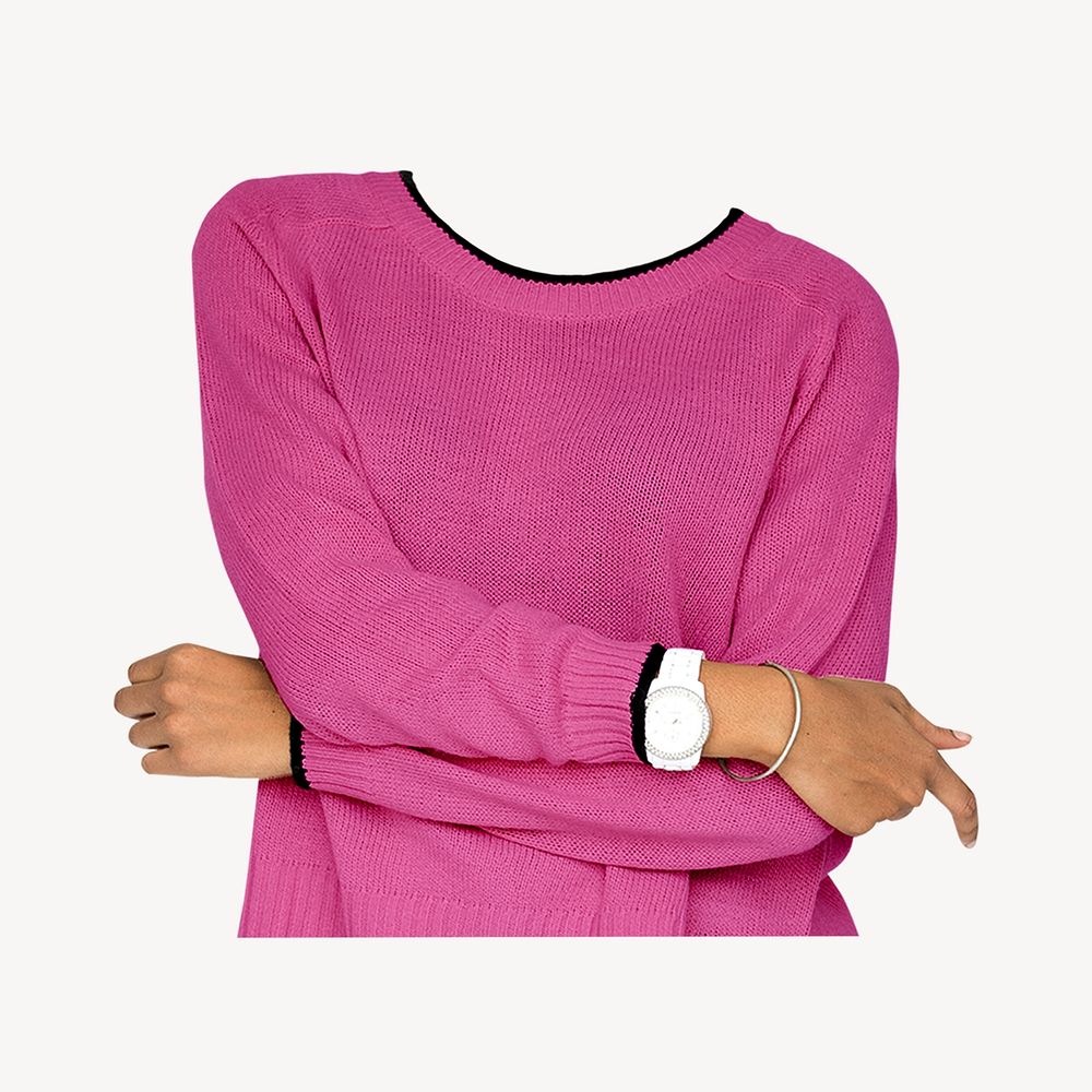 Headless woman wearing pink sweater, Spring fashion image