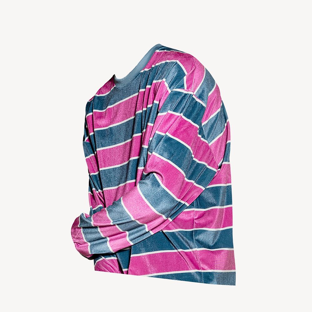 Pink striped t-shirt, streetwear fashion image