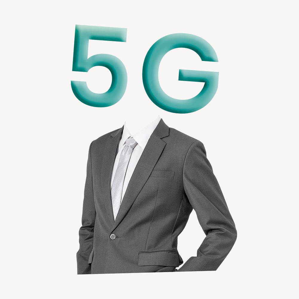 5G head businessman, networking, business remixed media