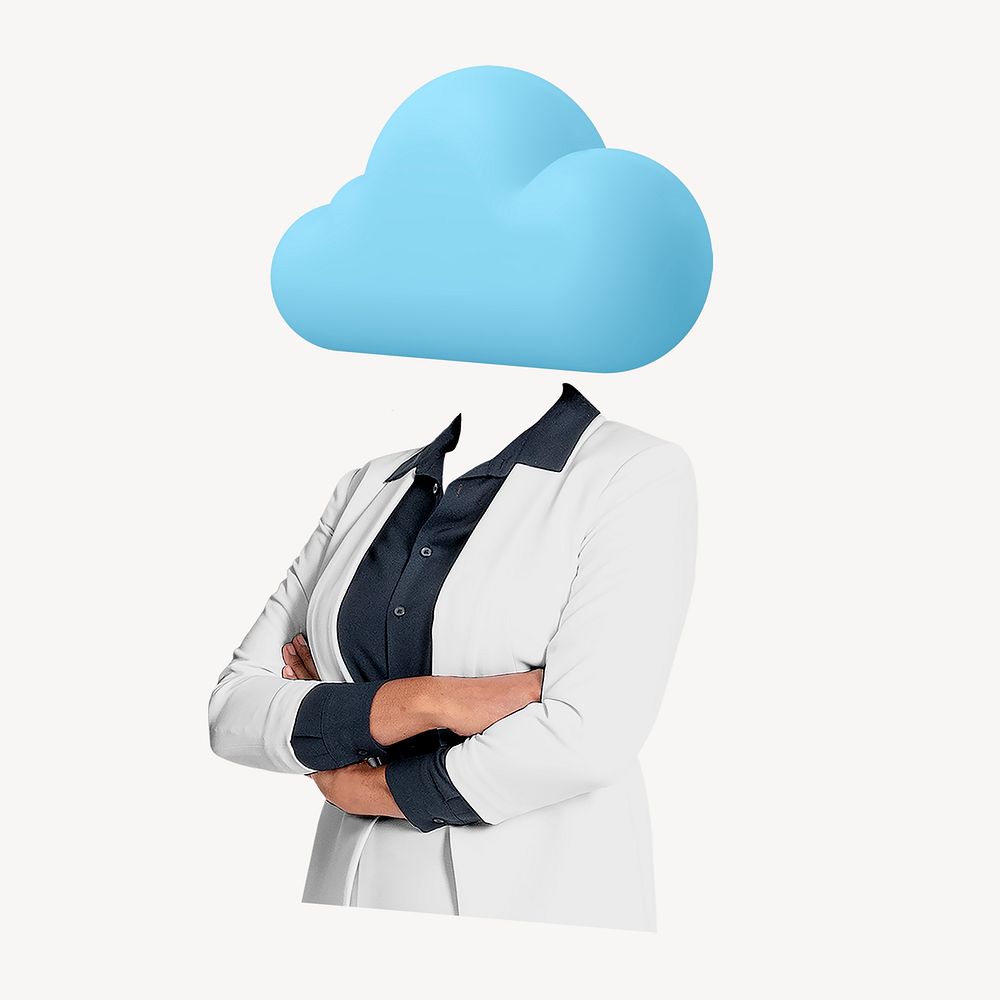 Cloud head businesswoman, technology remixed media psd