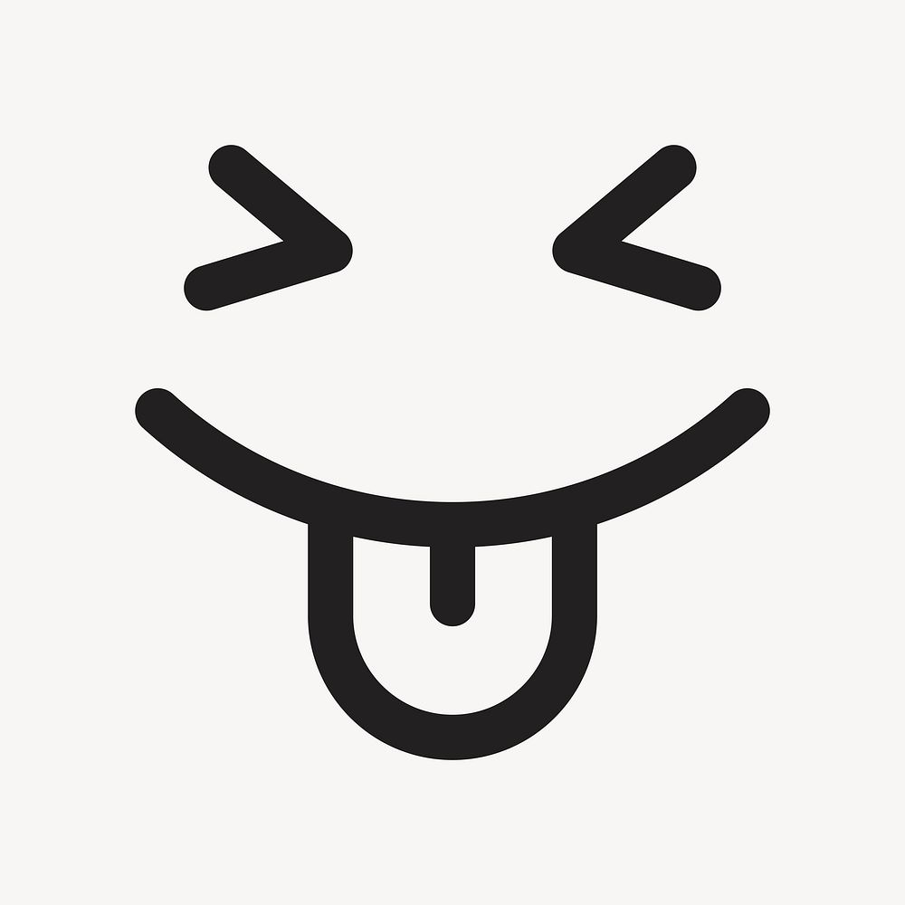 Playful face emoticon sticker, cute facial expression vector