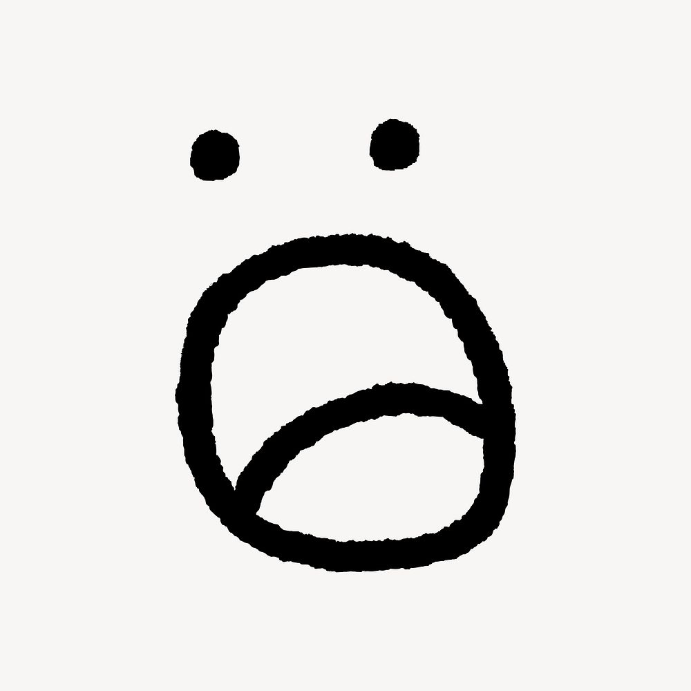 Surprised face sticker, emoticon doodle vector