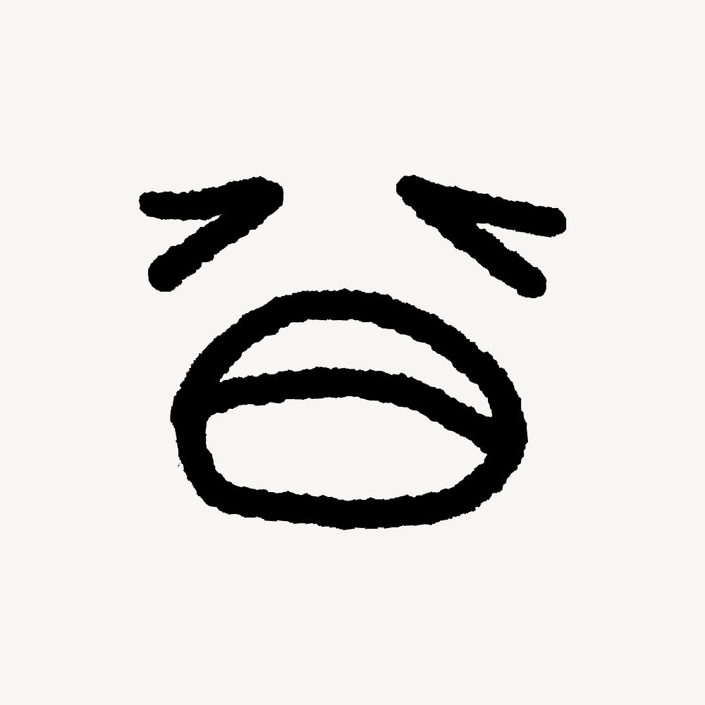 Weary face sticker, emoticon doodle vector