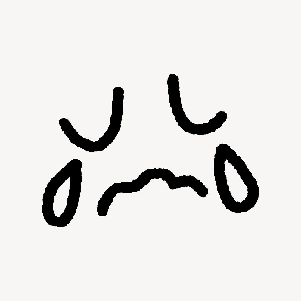 Crying face sticker, emoticon doodle vector
