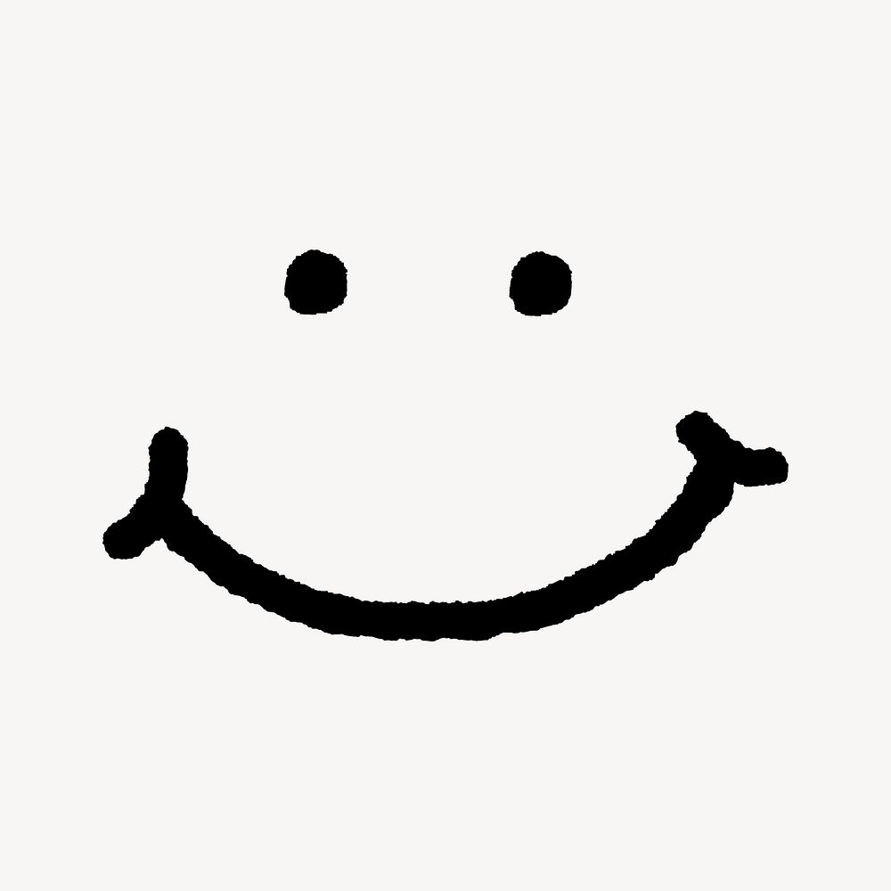 Smiling face sticker, emoticon doodle vector