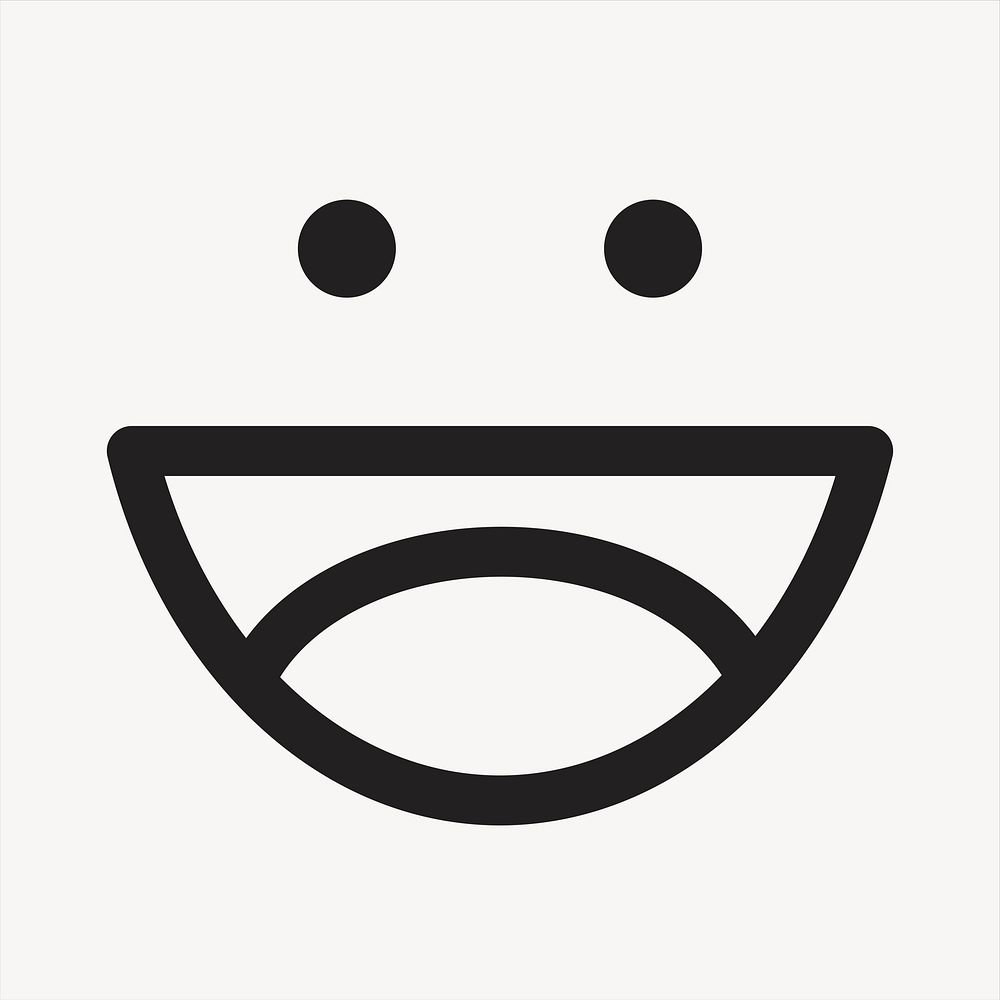 Grinning face emoticon sticker, cute facial expression psd