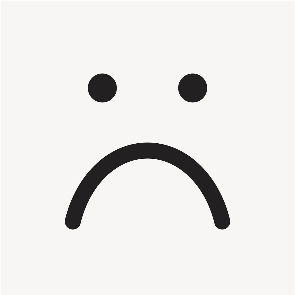 Sad face emoticon sticker, cute facial expression psd