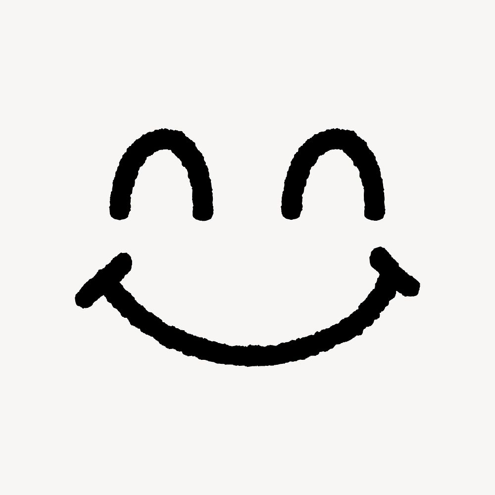 Smiling face sticker, emoticon doodle psd