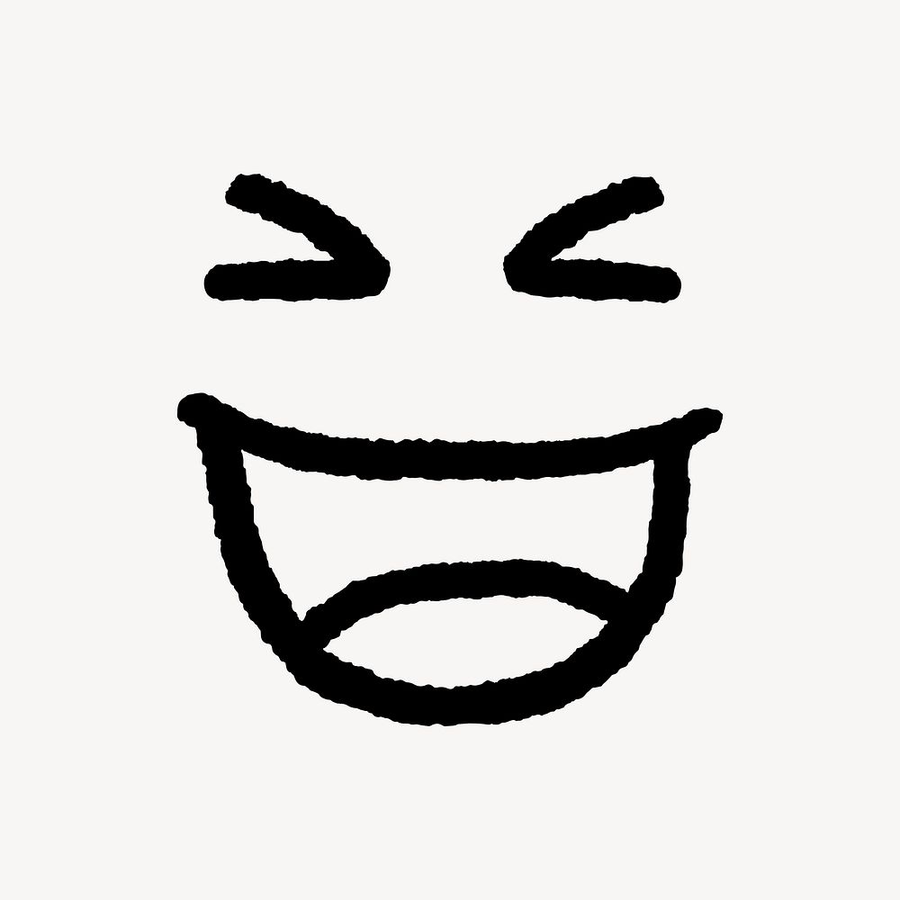 Grinning face sticker, emoticon doodle vector