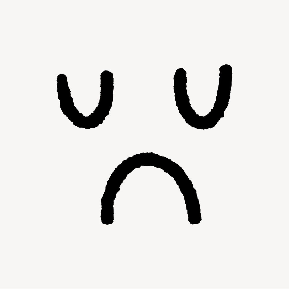 Sad face sticker, emoticon doodle psd