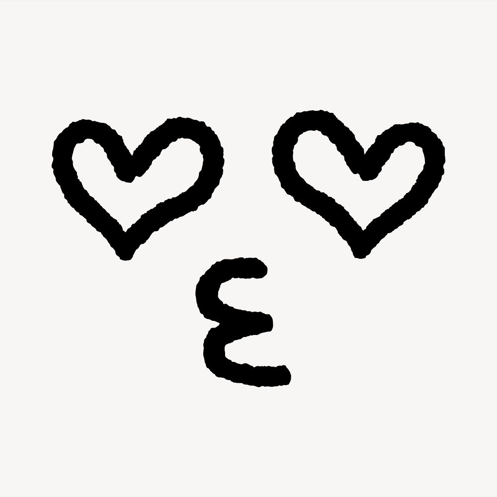 Heart eyes sticker, emoticon doodle psd