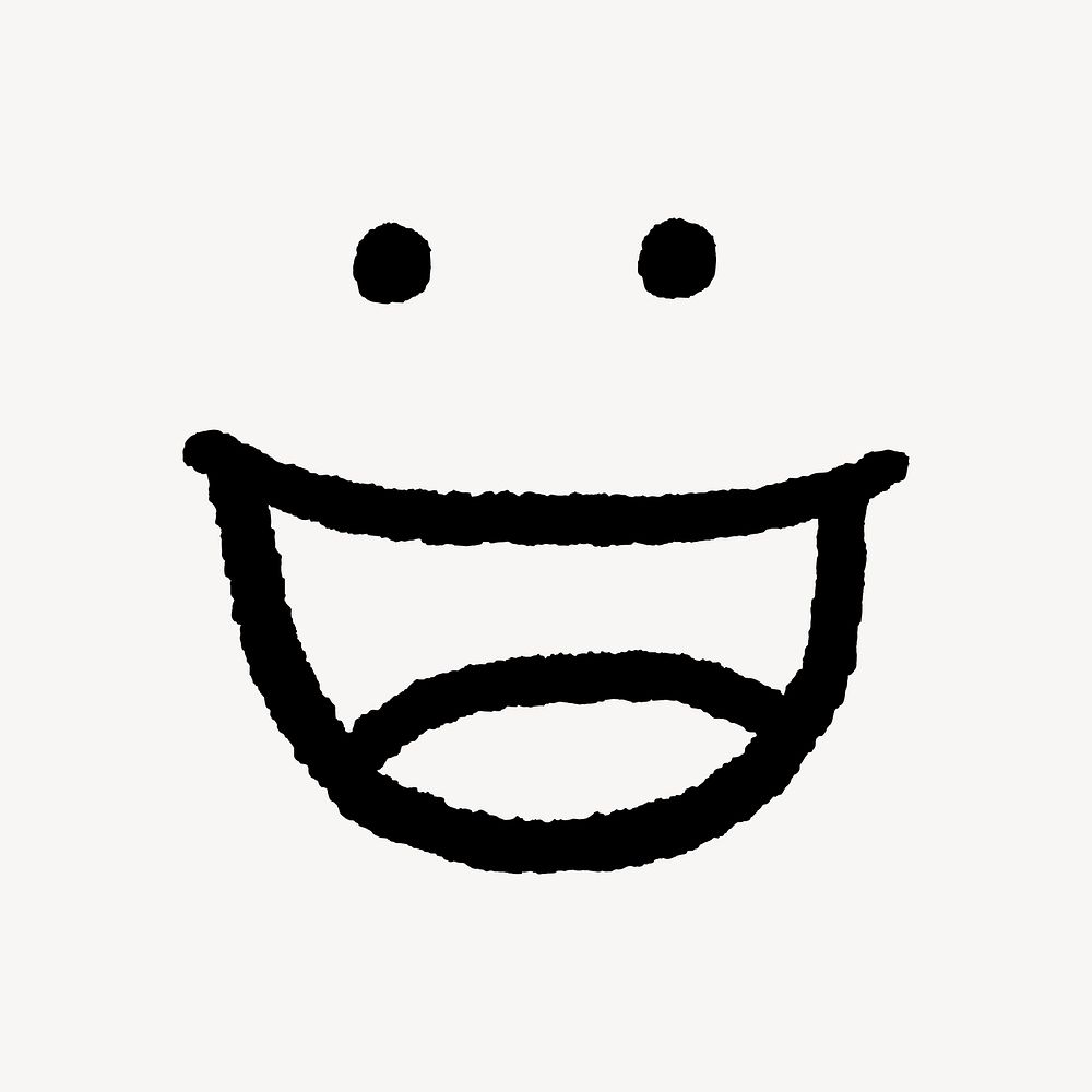 Grinning face sticker, emoticon doodle vector