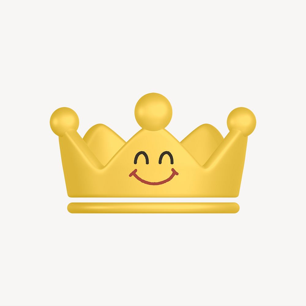 Smiling crown 3D sticker, emoticon illustration psd