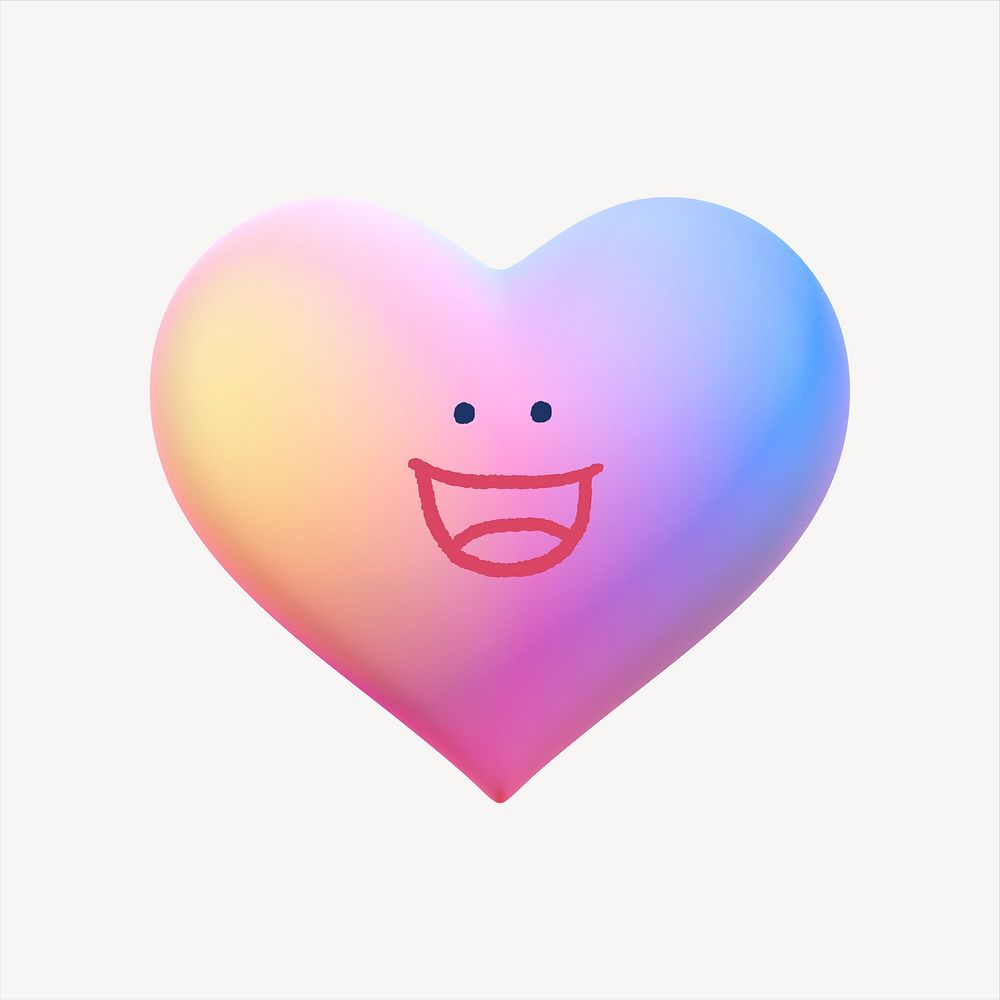 Grinning heart 3D sticker, emoticon illustration psd