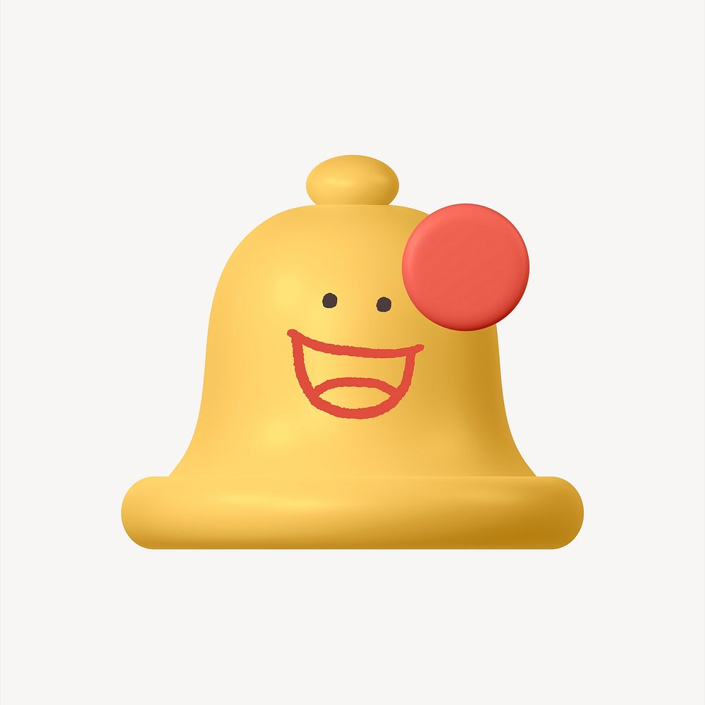 Smiling bell 3D sticker, emoticon illustration psd