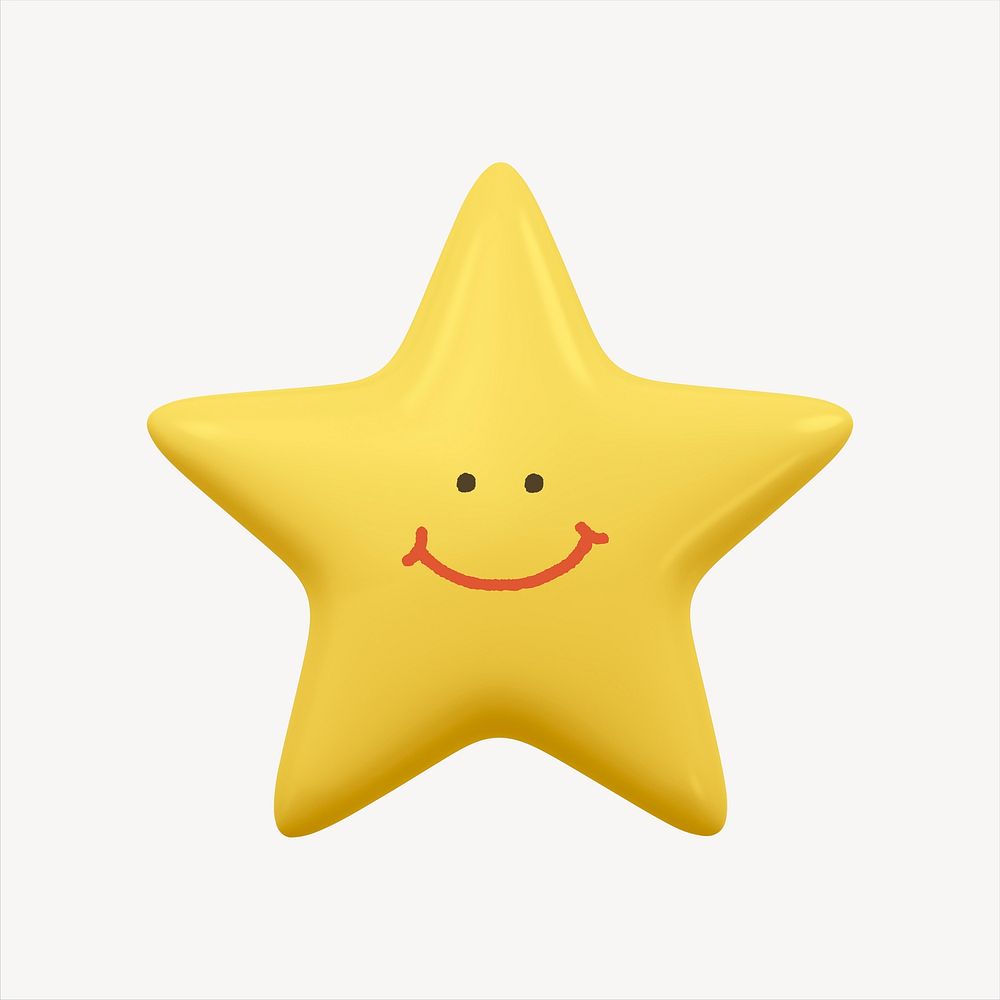 Smiling star, 3D emoticon illustration