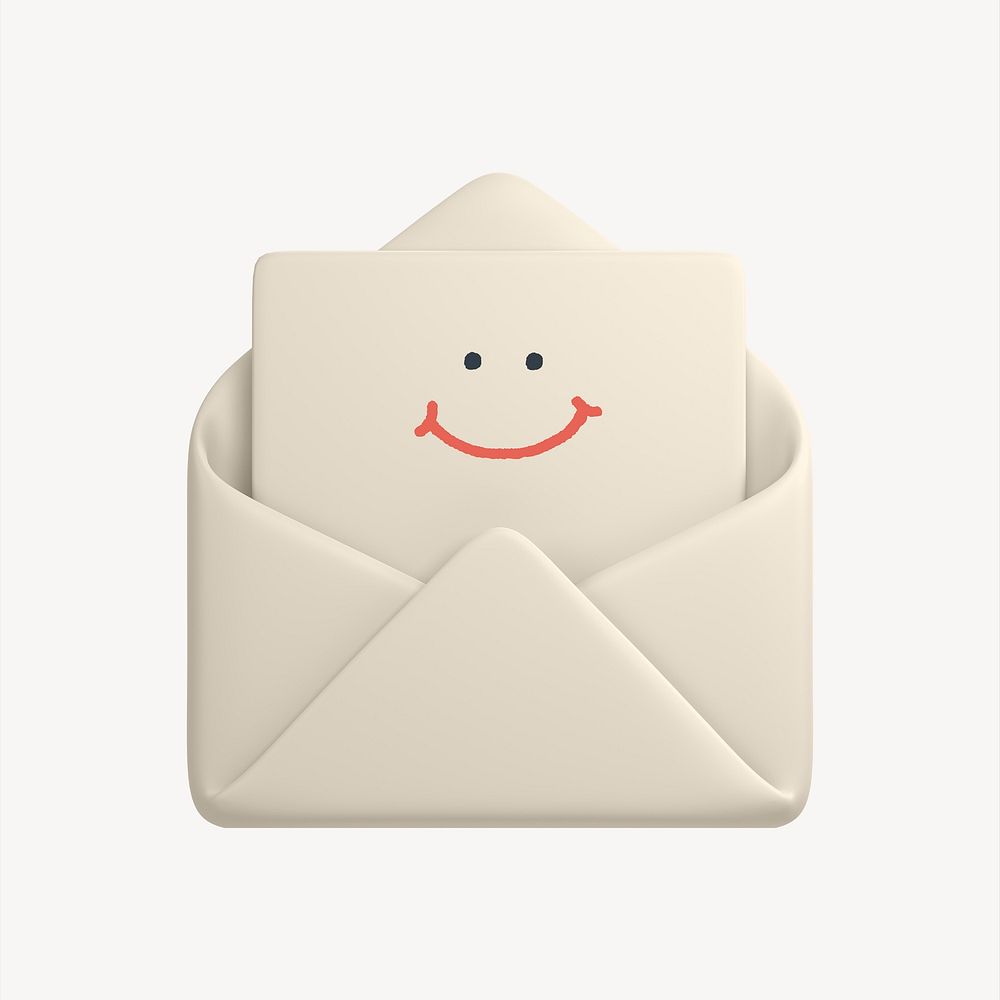 Smiling envelope, 3D emoticon illustration