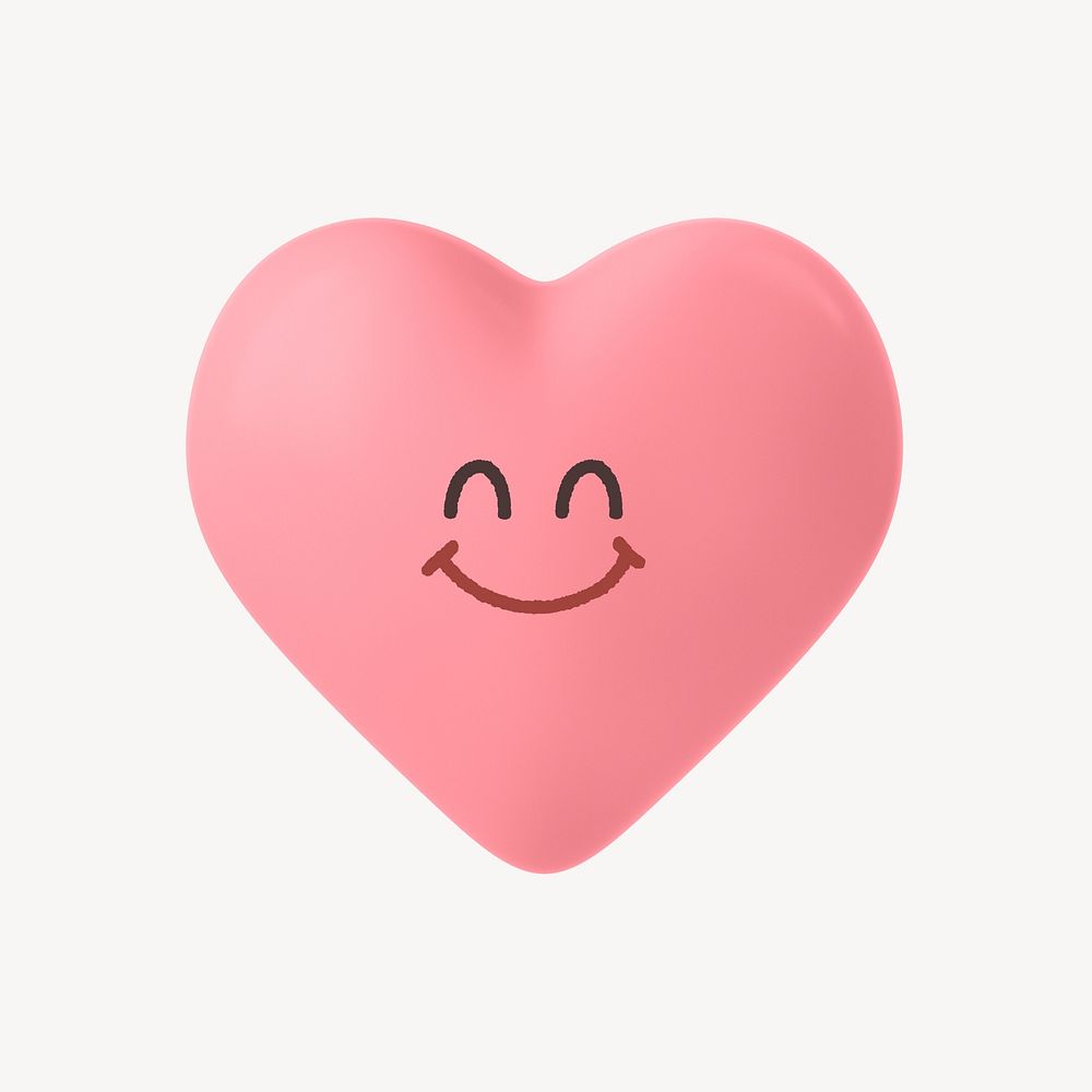 Smiling heart 3D sticker, emoticon illustration psd