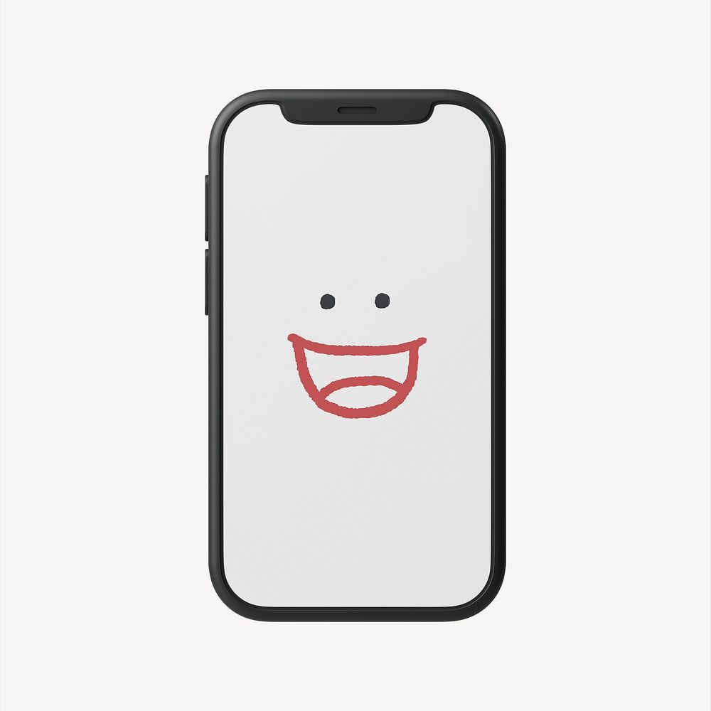 Grinning smartphone, 3D emoticon illustration