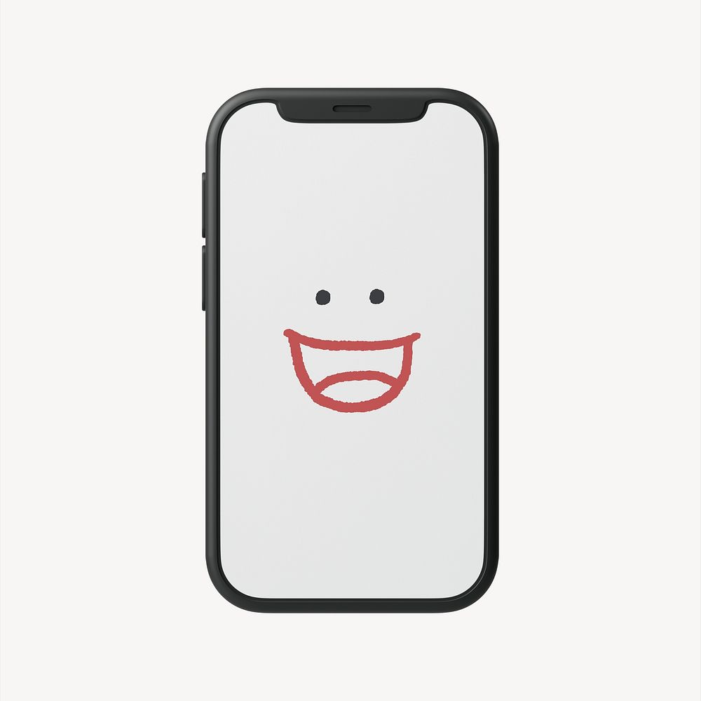 Grinning smartphone 3D sticker, emoticon illustration psd