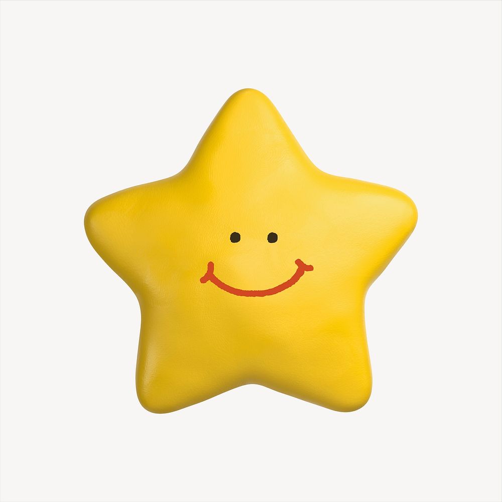 Smiling star, 3D emoticon illustration