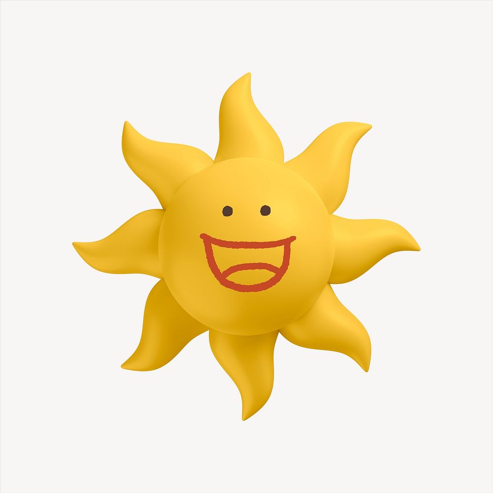 Smiling sun 3D sticker, emoticon illustration psd