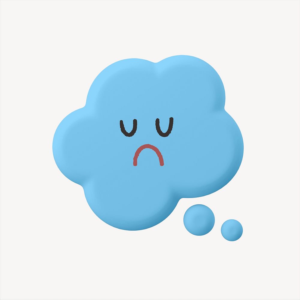 Sad speech bubble 3D sticker, emoticon illustration psd