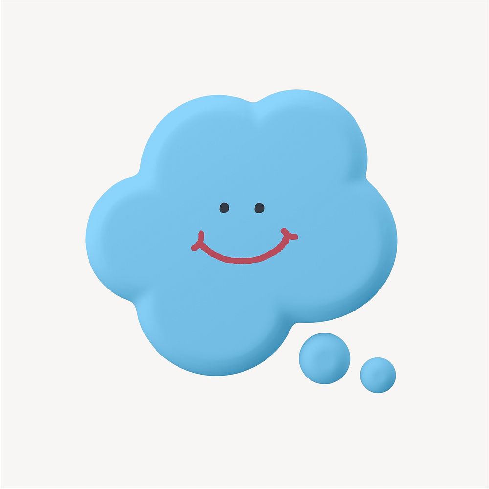 Smiling thought bubble 3D sticker, emoticon illustration psd