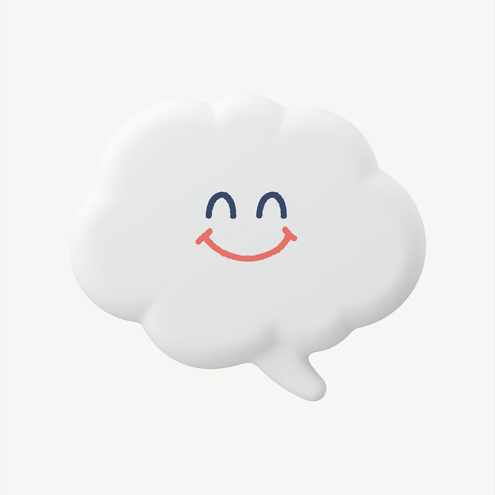 Smiling thought bubble, 3D emoticon illustration