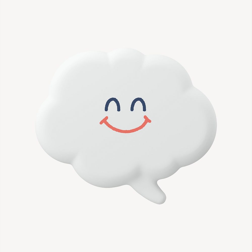 Smiling thought bubble 3D sticker, emoticon illustration psd