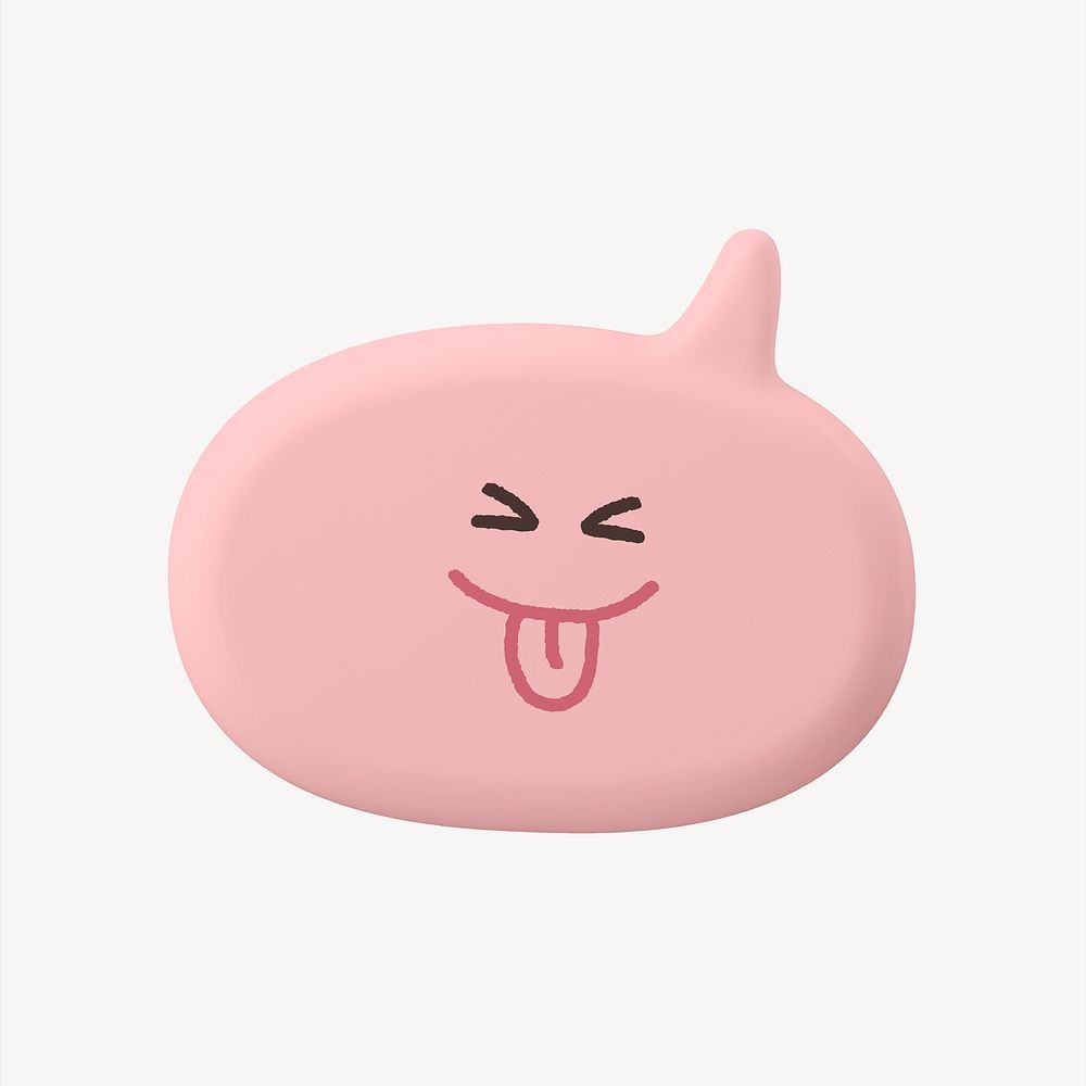 Playful speech bubble 3D sticker, emoticon illustration psd