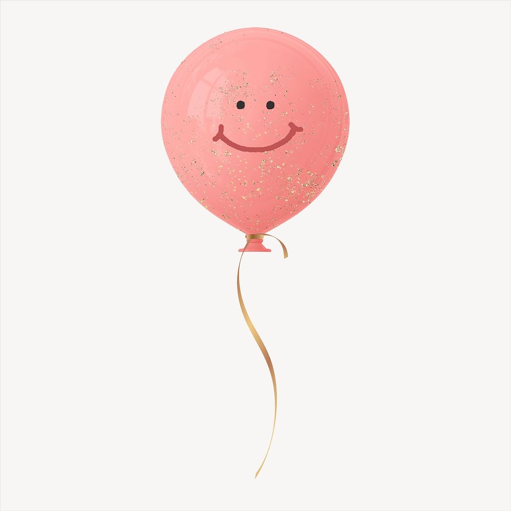 Smiling balloon 3D sticker, emoticon illustration psd
