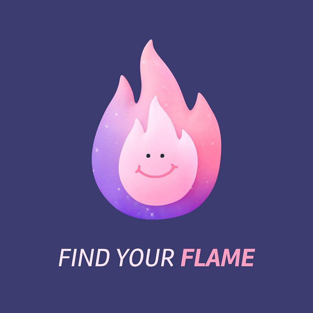 Aesthetic flame Instagram post template, cute 3D illustration vector