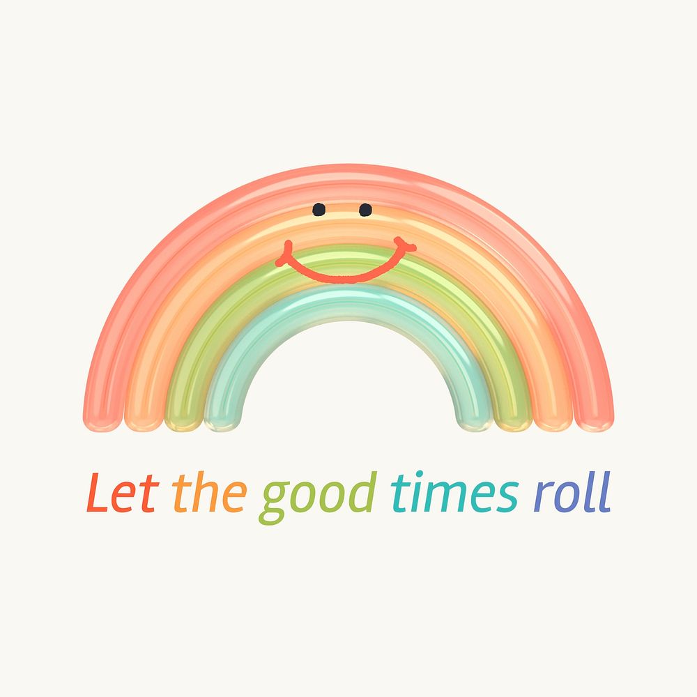 Rainbow aesthetic Instagram post template, good times quote vector
