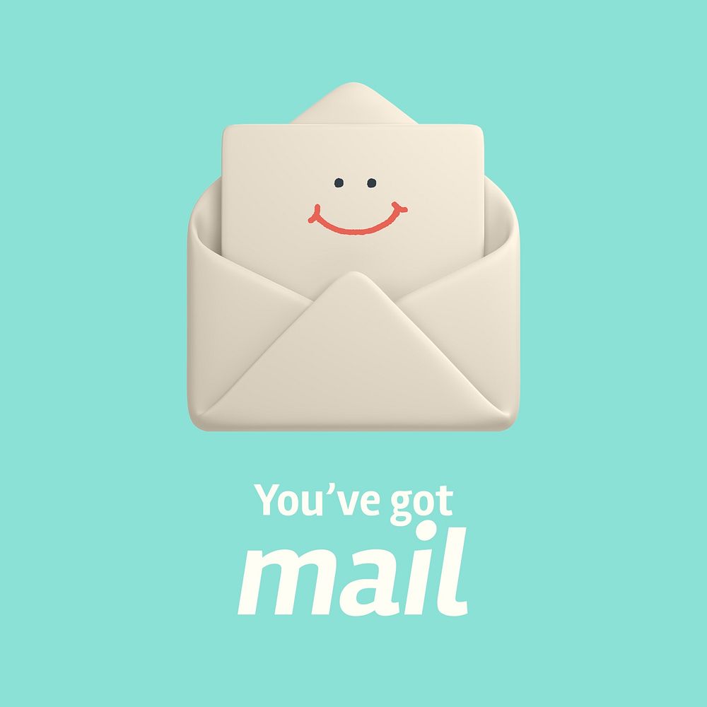 3D envelope Instagram post template, cute email notification vector