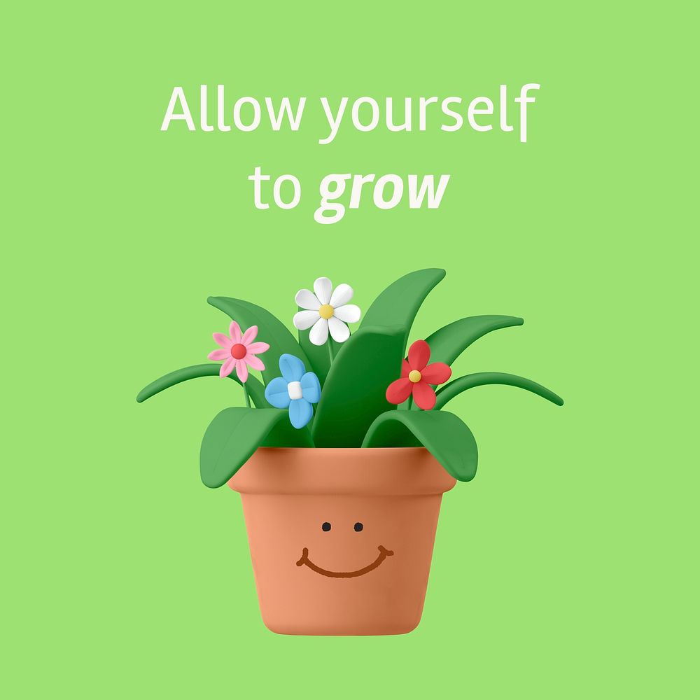 Happy houseplant Instagram post template, self-love quote vector