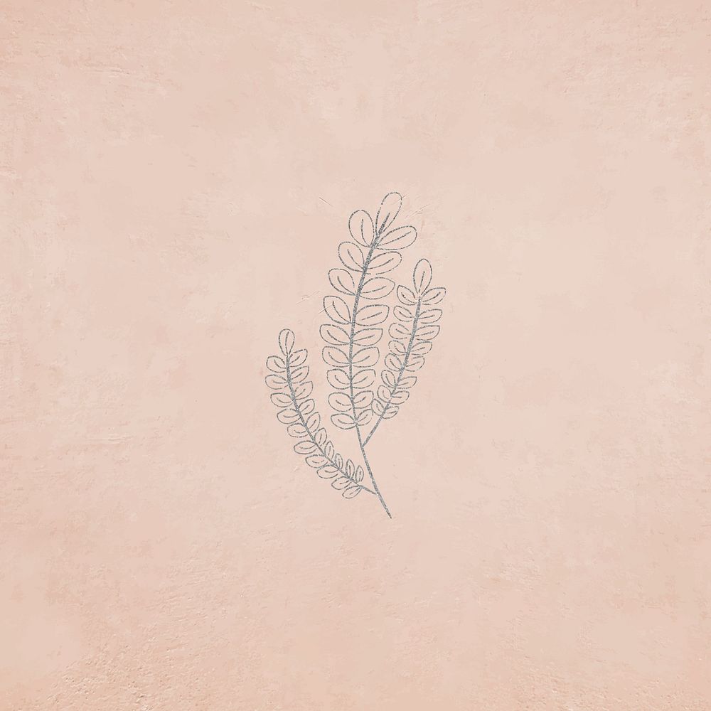 Gray shimmering leaf on a pink background vector