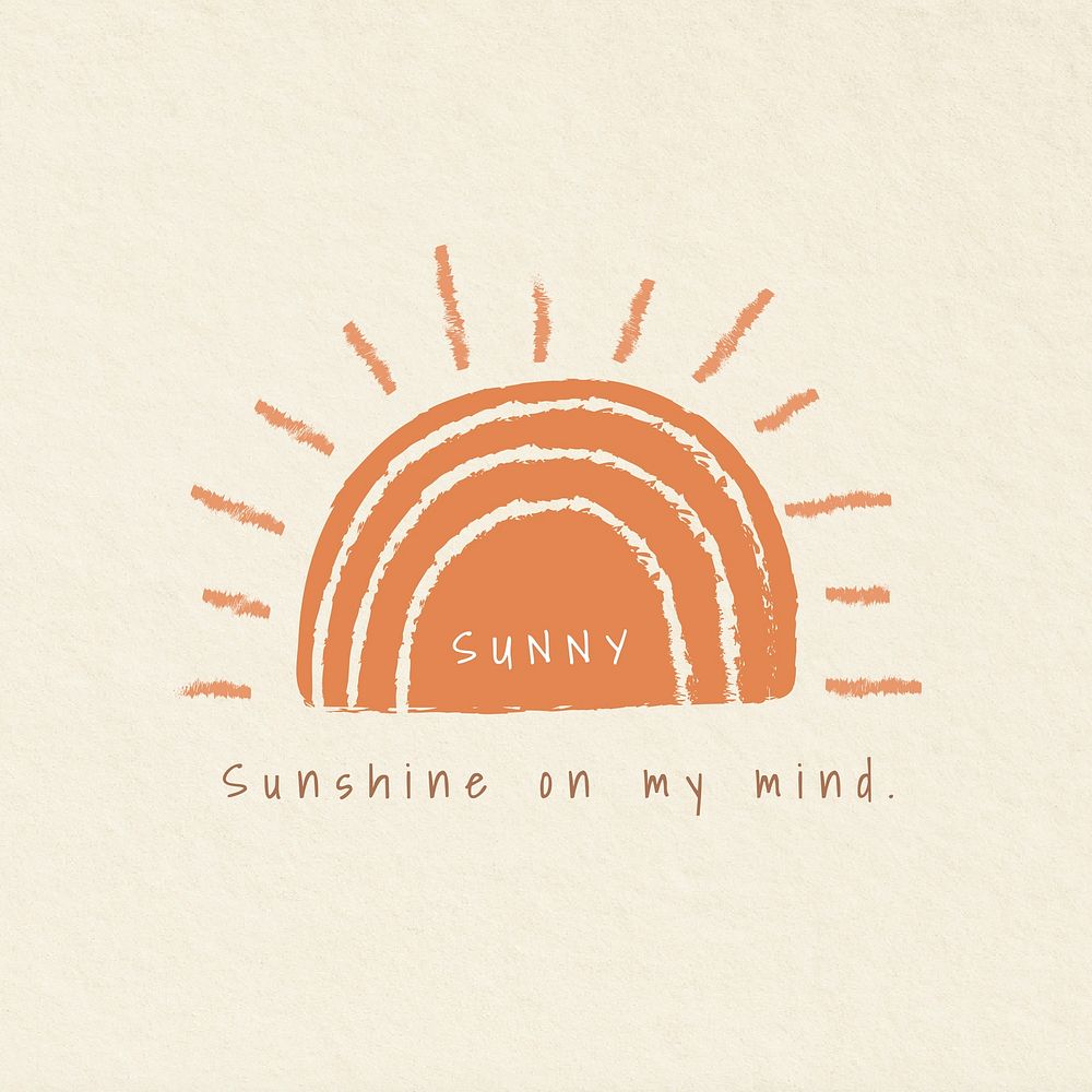 Positive quote cute illustration sunshine on my mind summer social media post