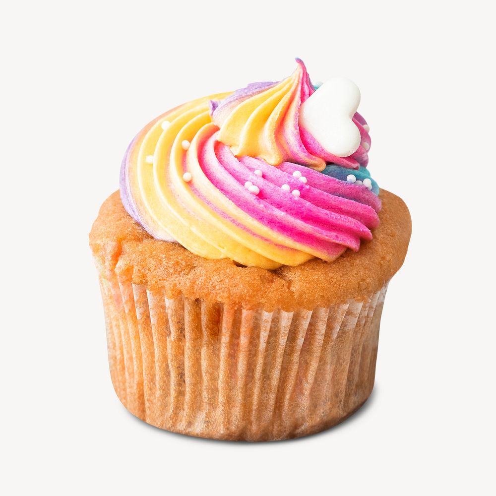 Homemade cupcake, dessert food isolated image psd