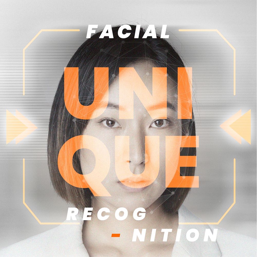 Facial recognition template vector futuristic technology