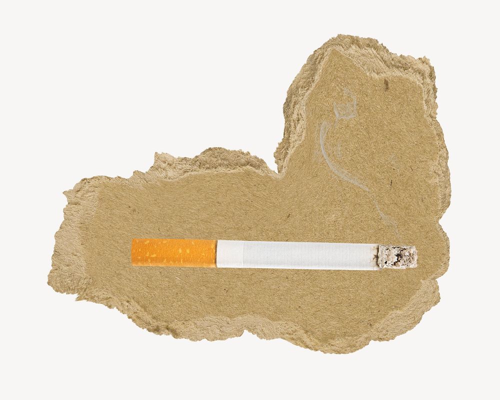 Cigarette, ripped paper collage element
