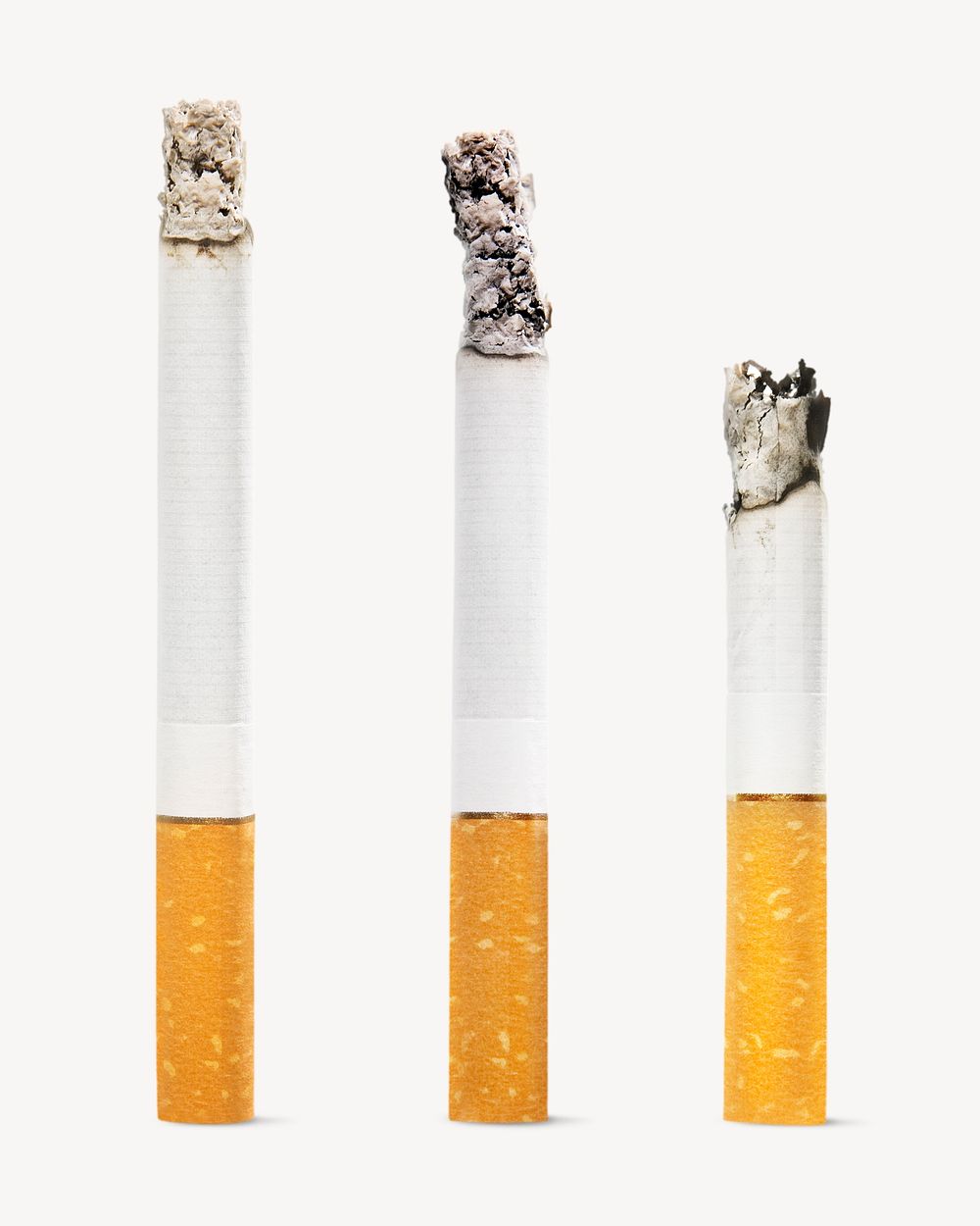 Cigarettes sticker, burning smoke isolated image psd