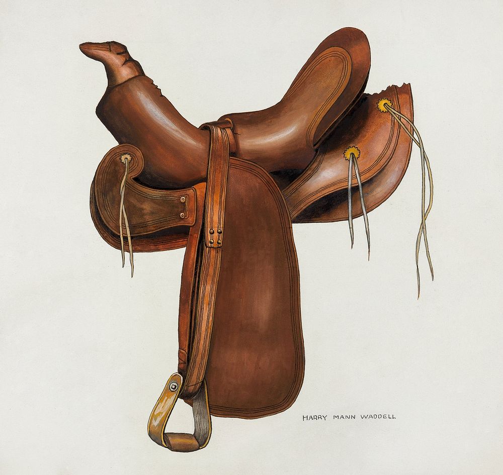 Saddle (ca.1936) by Eva Fox & Harry Mann Waddell. Original from The National Gallery of Art. Digitally enhanced by rawpixel.