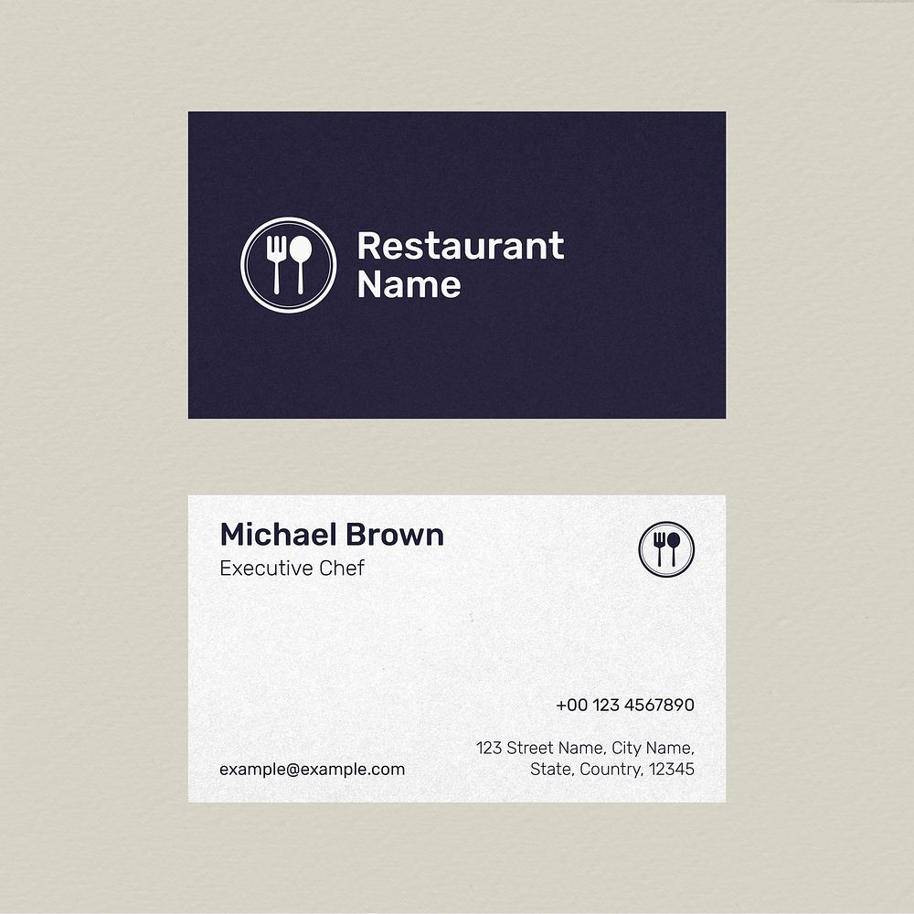 Restaurant business card template vector in front and rear view