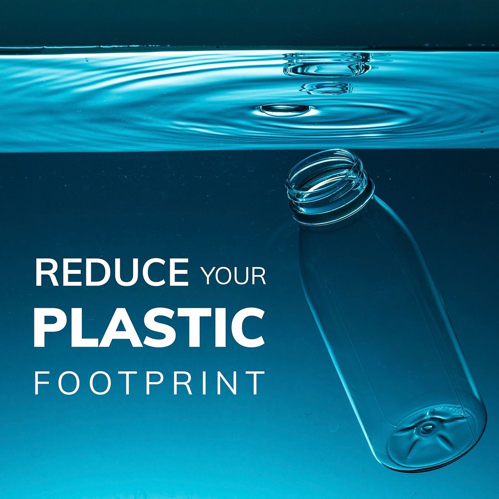 Reduce your plastic footprint social media template vector