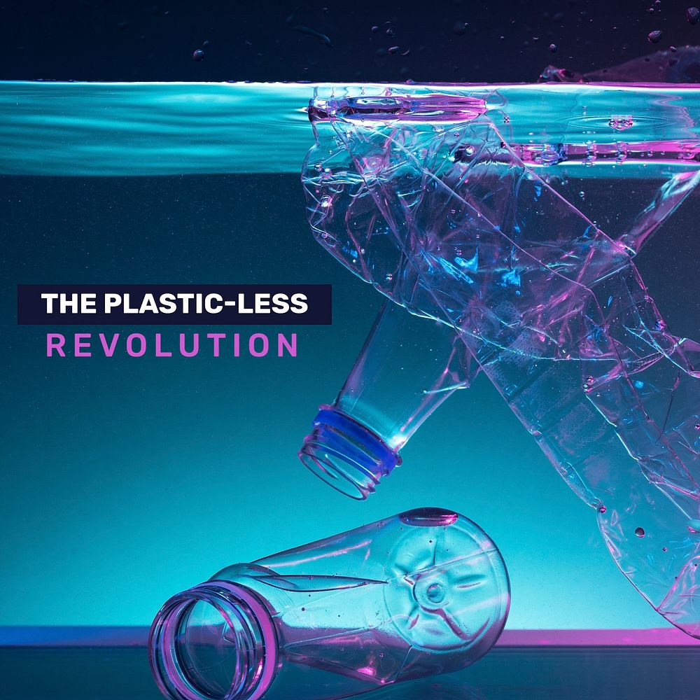 The plastic less revolution social media template vector