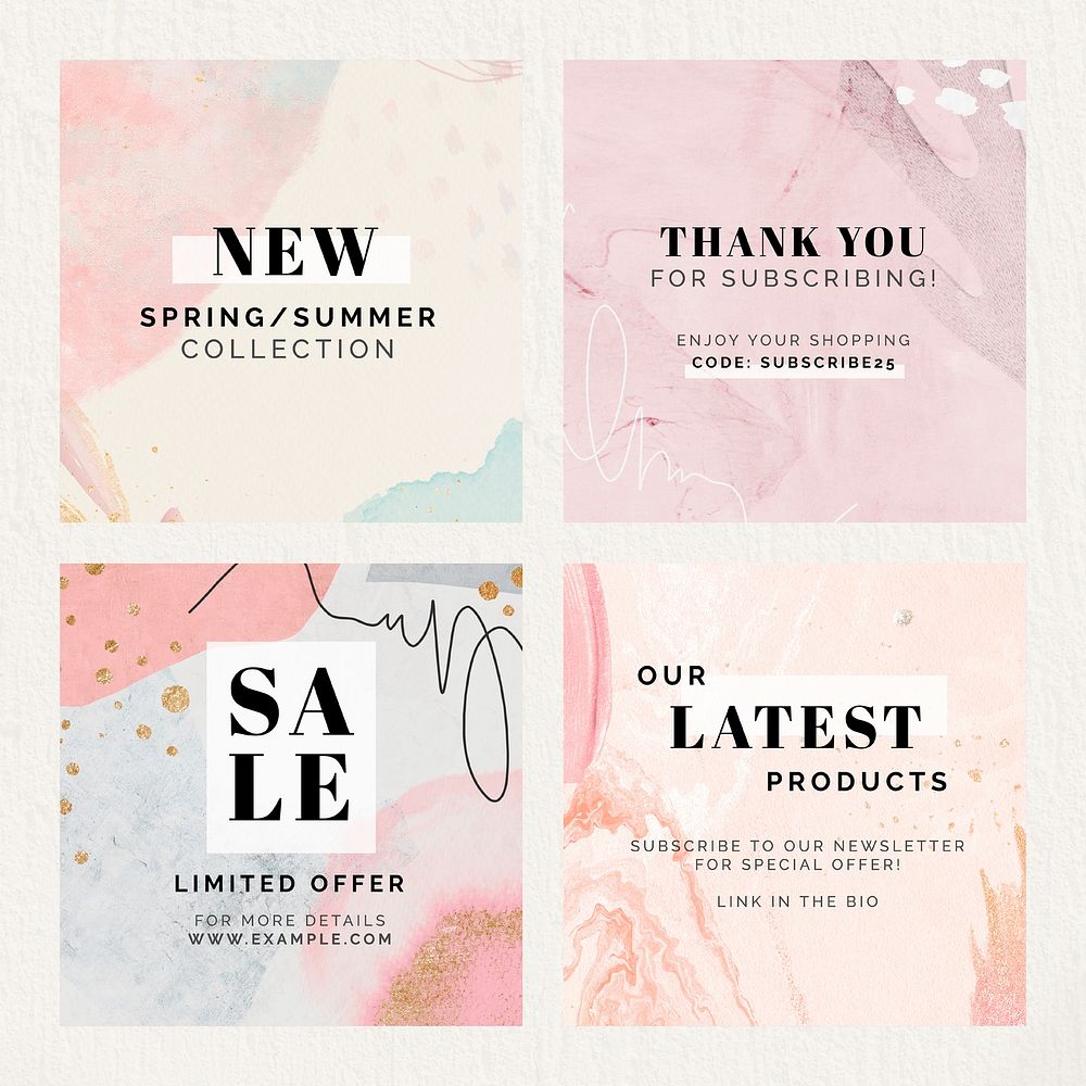 Memphis pink sale social ads template collection vector
